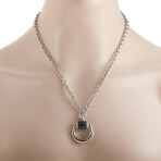 Gucci // Horsebit 18K White Gold Diamond + Onyx Necklace // 20" // Estate