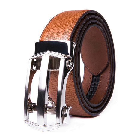 Genuine Leather Automatic Buckle Ratchet Dress Belts // Cognac (32-34)