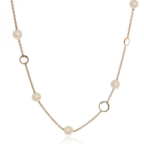 Mimi Milano 18k Rose Gold + Pearl Choker Necklace // 17" // Store Display