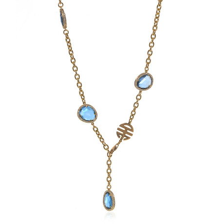 Talita 18k Rose Gold Diamond + London Topaz Necklace // 18" // Store Display