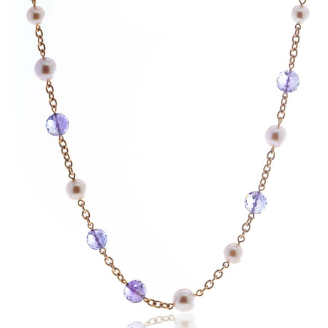 St Tropez 18k Rose Gold + Pearl Necklace // 19" // Store Display