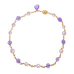 St Tropez 18k Rose Gold Diamond + Pearl Necklace // 19" // Store Display