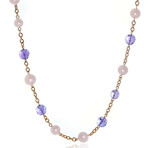 St Tropez 18k Rose Gold Diamond + Pearl Necklace // 19" // Store Display