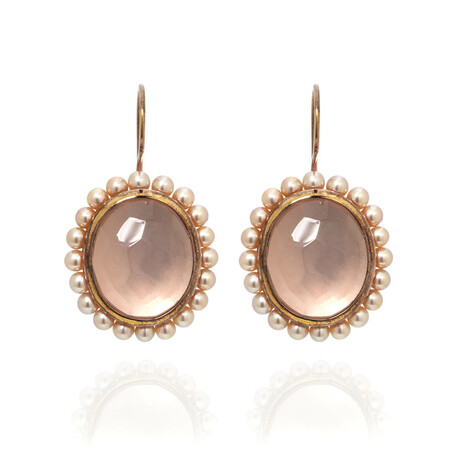 Cameo 18k Rose Gold + Quartz Earrings // Store Display