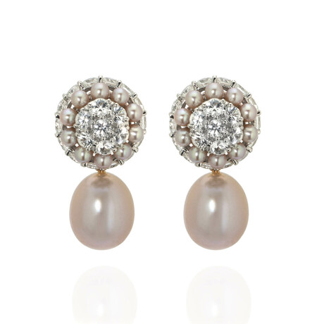 Garbo 18k White Gold + 18k Rose Gold Sapphire Earrings // Store Display