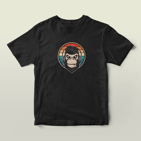 Rainbow Chimp Graphic Tee // Black (S)