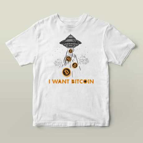 BitCoin Abduction Graphic Tee // White (S)