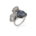 Rose 18k White Gold Diamond + Sapphire Ring // Ring Size: 7 // Store Display