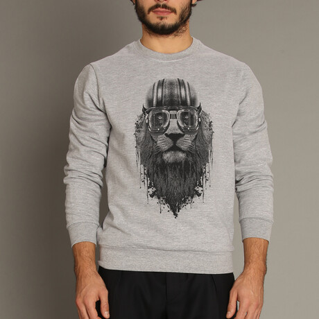 Lion Rider Sweatshirt // Gray (Small)