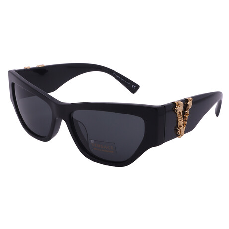 Versace // Women's VE4383F-GB1/87 Sunglasses // Black + Dark Gray