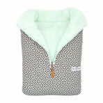1/4 Zip Reversible Sherpa Fleece // Pale Turquoise + Panda (X-Small)