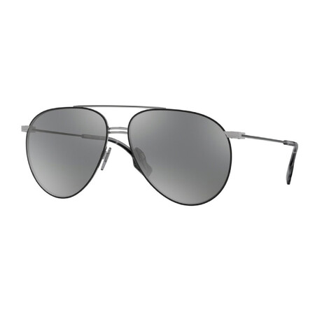 Burberry // Men's Aviator Sunglasses // Gunmetal + Gray + Silver