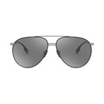 Burberry // Men's Aviator Sunglasses // Gunmetal + Gray + Silver
