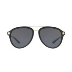 Versace // Men's Acetate Pilot Sunglasses // Black + Dark Gray