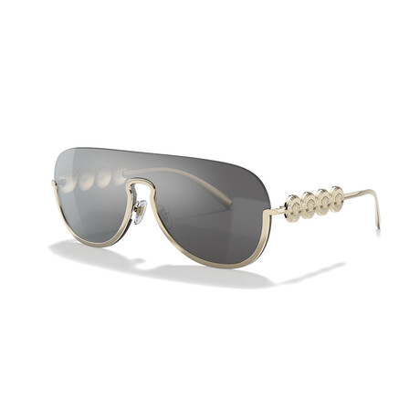 Versace // Metal Pilot Shield Sunglasses // Pale Gold + Light Gray + Silver