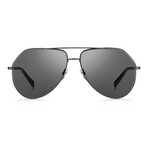 Givenchy // Unisex Oversize Aviator Sunglasses // Gunmetal + Gray + Silver Mirror