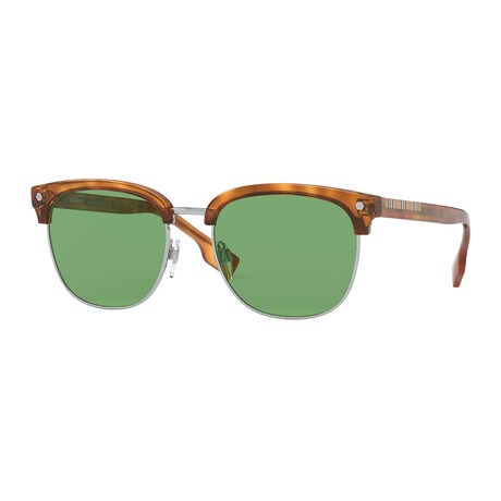 Burberry // "Aubrey" Men's Square Sunglasses // Light Havana + Green
