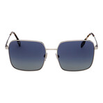 Burberry // "Jude" Women's Square Sunglasses // Silver + Blue