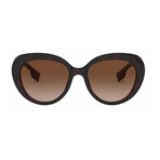 Burberry // "Rose" Women's Cat Eye Sunglasses // Top Havana + Bordeaux + Brown