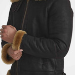 Luther Shearling Aviator Jacket // Washed Brown + Ginger Wool (Small)