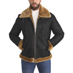 Luther Shearling Aviator Jacket // Washed Brown + Ginger Wool (Small)