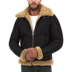 Marco Shearling Aviator Jacket // Washed Brown + Ginger Curly Wool (Small)