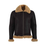 Marco Shearling Aviator Jacket // Washed Brown + Ginger Curly Wool (Small)