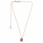 Genuine Ruby + White Diamond Pendant on Solid 14K Rose Gold Necklace
