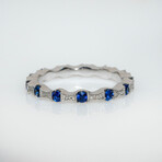 Genuine Blue Sapphire 14K White Gold Eternity Band Ring (6.5)