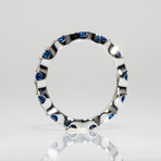 Genuine Blue Sapphire 14K White Gold Eternity Band Ring (6.5)