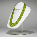 Genuine Solid Peridot Triple Strand Beaded Necklace
