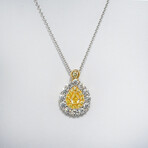 Genuine Yellow Diamond + 18k Gold Pendant on 18K White Gold Necklace
