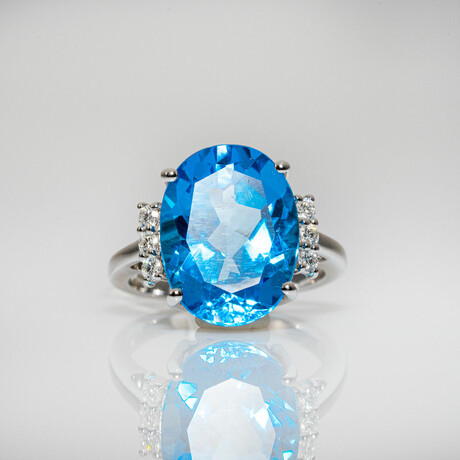 Genuine Blue Topaz 14K White Gold Ring (5)