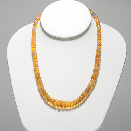 Genuine Gem-quality Ethiopian Opal Faceted Beaded Necklace