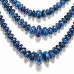 Genuine Triple Strand Sapphire Rondelle Beaded Necklace