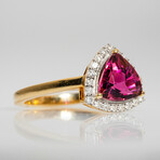 Genuine Pink Tourmaline + Diamond 14K Yellow Gold Ring (5)
