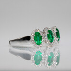 Genuine Emerald + Diamond 14K White Gold Ring (6.5)