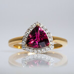 Genuine Pink Tourmaline + Diamond 14K Yellow Gold Ring (7)