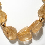 Genuine Large Rutilated Quartz Faceted Beaded Necklace