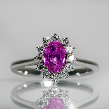 Genuine Pink Sapphire 18K White Gold Ring (5)