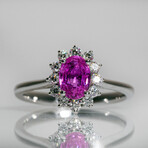 Genuine Pink Sapphire 18K White Gold Ring (6.5)