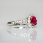 Genuine Ruby + Diamond 14K White Gold Ring (5)
