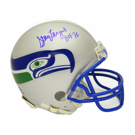 Steve Largent // Seahawks // Signed Riddell Throwback Mini Helmet w/ "HOF'95" Inscription