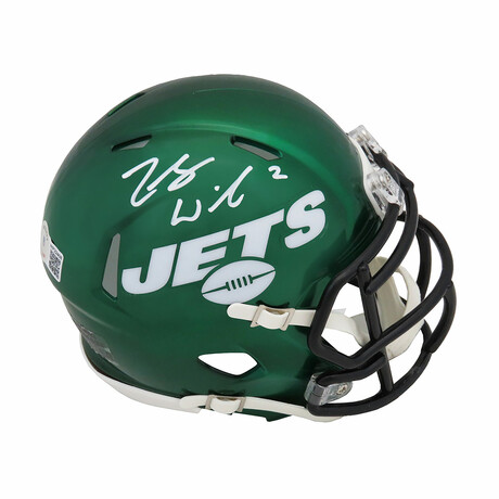 Zach Wilson // New York Jets //  Signed Riddell Speed Mini Helmet (Beckett) // Green