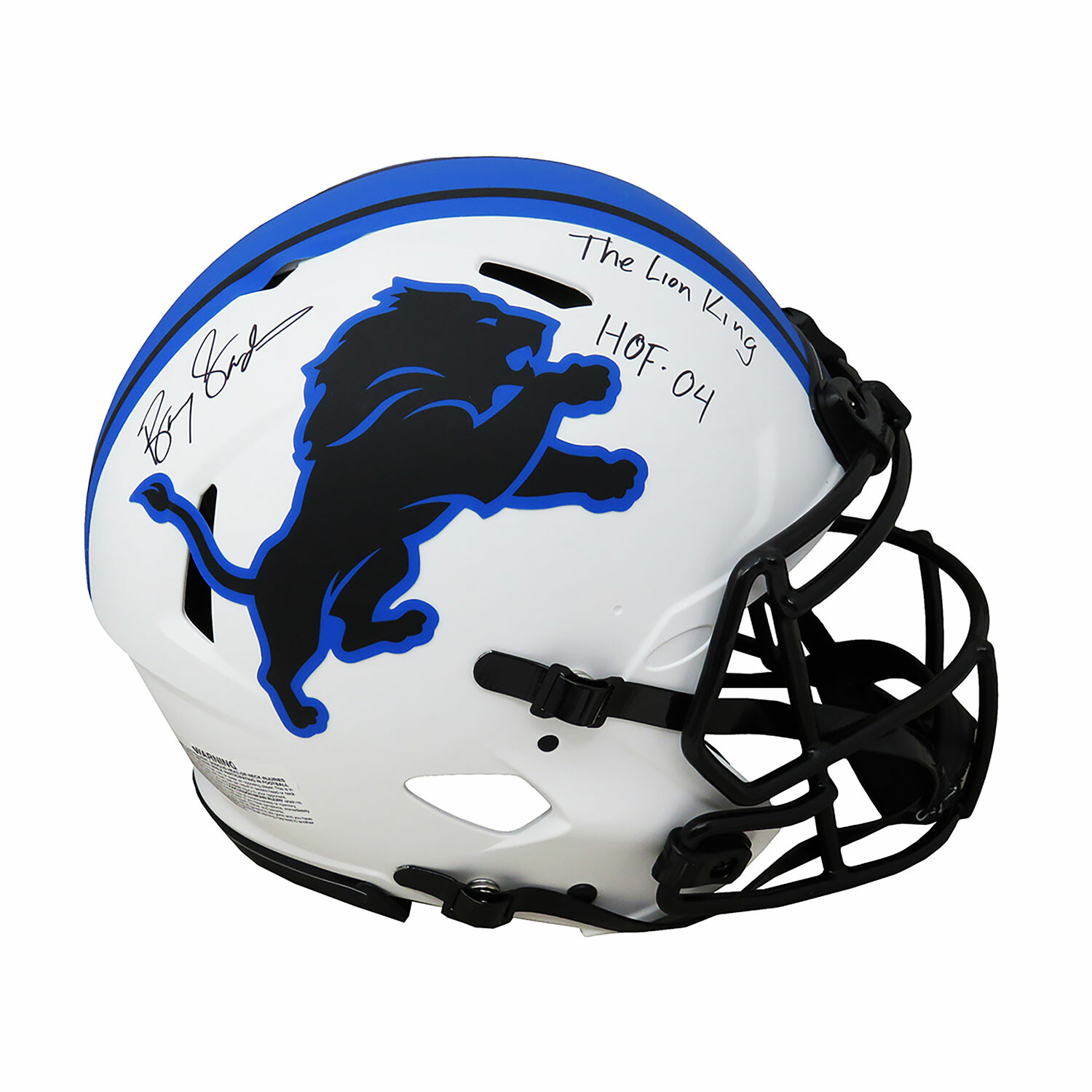 Barry Sanders Detroit Lions Autographed Riddell Replica Helmet with HOF  04 Inscription