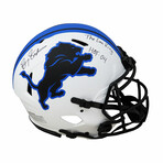 Barry Sanders // Detroit Lions // Signed Riddell Lunar Eclipse Speed Authentic Helmet w/ "HOF'04, The Lion King" Inscription // White Matte