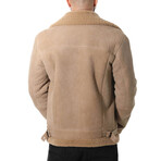Presley Shearling Aviator Jacket // Vintage Camel + Beige Curly Wool (X-Small)