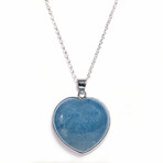 Genuine Polished Aquamarine Heart with 18" Chain v.2