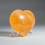 Genuine Natural Orange Selenite Heart with Velvet Pouch