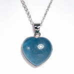 Genuine Polished Aquamarine Heart with 18" Chain v.1